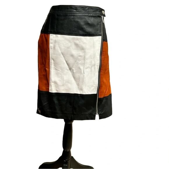 Inc International Concepts Skirt Colorblocked Faux-Leather Size 6 - Picture 2 of 6